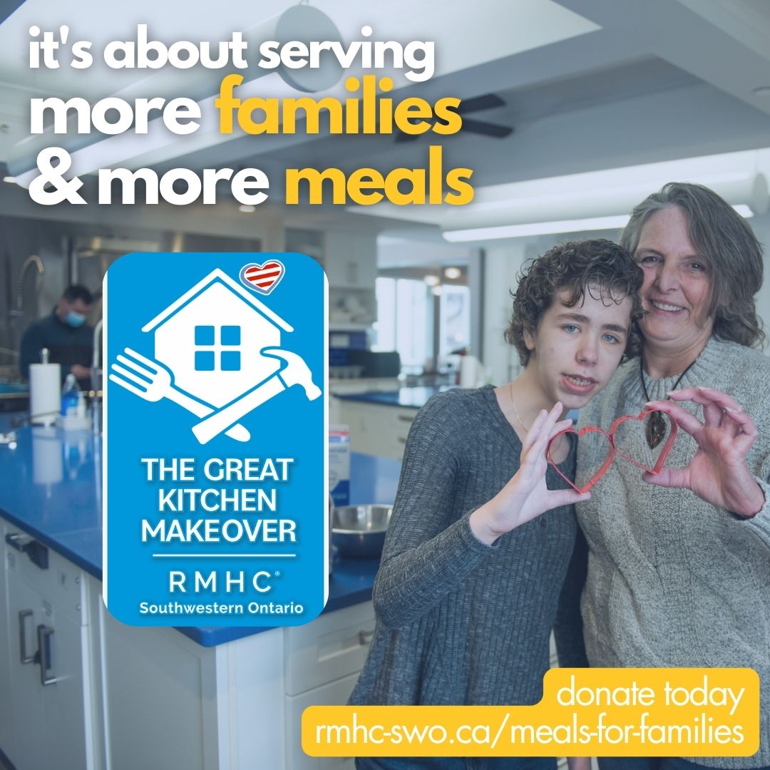 The great kitchen makeover will make a #GREAT impact on serving meals to 100+ people daily. #Donate at rmhc-swo.ca/meals-for-fami… & help purchase hot meals from local restaurants for RMHC families while we renovate🙌