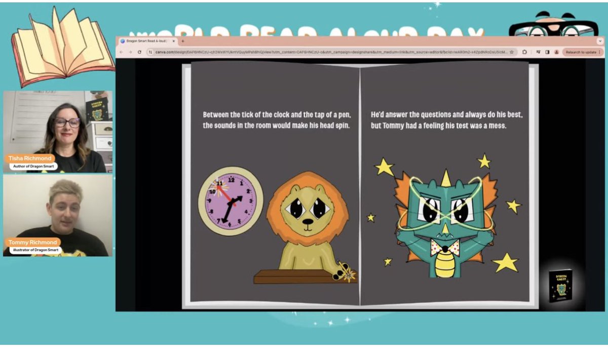 tishrich's tweet photo. True joy! Thank you @AmandaFoxSTEM for inviting us to be a part of the #WorldReadAloud with @Curipod! We had such a great time reading to students across the 🌎!!

Find full event recording here! Tommy and I are at about 1:34:10.🐲❤️
👉🏻https://t.co/Tnd4OT1mNN #DBCincBooks #DragonSmart