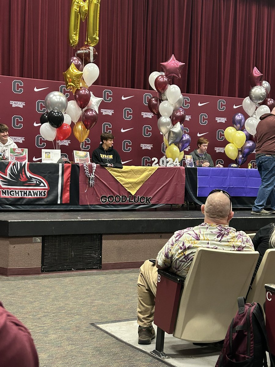 Congratulations to all our Centennial Athletes signing their letters of intent today.   Proud of <a href="/KaiDunham/">Kai Twaddle-Dunham</a> for his commitment to WASU Track and Field. Proud of <a href="/marcusconnors3/">Marcus Connors</a> for his commitment to Minnesota-Morris Football.  Good luck fellas.