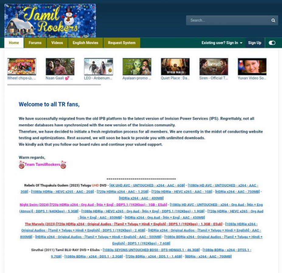 The highly debated pirate film site Tamilrockers is back again !! 

😎🤏