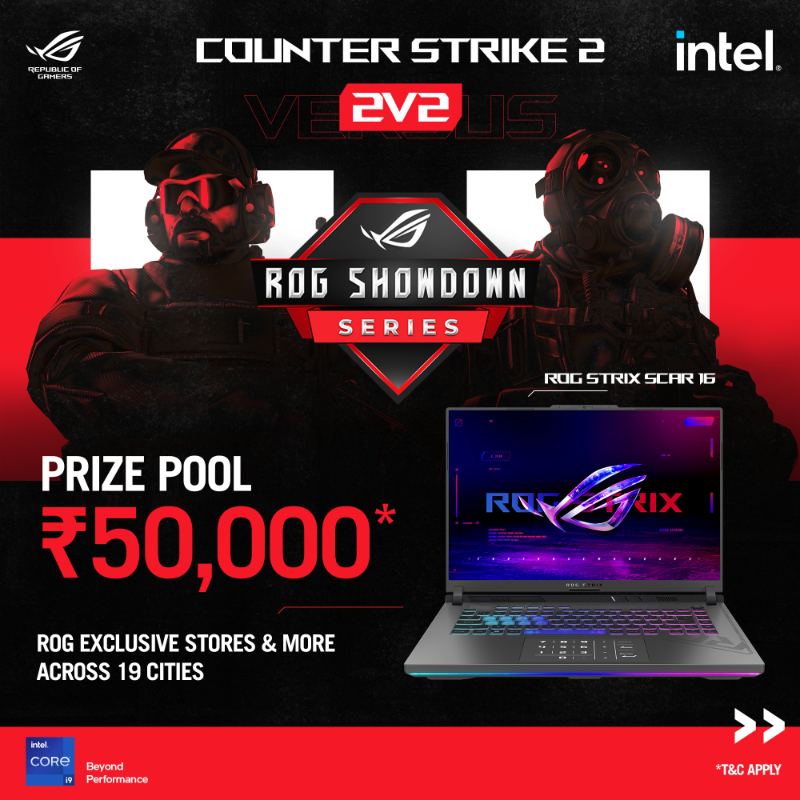 ASUS_ROG_IN's tweet photo. Join the ROG Showdown Series across 19 cities. Compete in 2v2 Counter-Strike 2 battles for a chance at Rs 50,000. Swipe right for gaming destinations.
#ROGIndia #GameWithIntel #IntelIndia #13thGen #BeyondPerformance https://t.co/LJoyOj8cy9