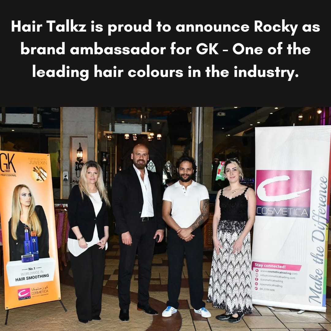 Hair Talkz is proud to announce Rocky as brand ambassador for GK - One of the leading hair colours in the industry.
.
.
#hairtalkz #hairtalkzbeautysalon #gk #GKHair #gkhairproducts #globalkeratin #hairstylist #haircolor #dubai🇦🇪 #hairsalon #rocky #hairbyrocky #color