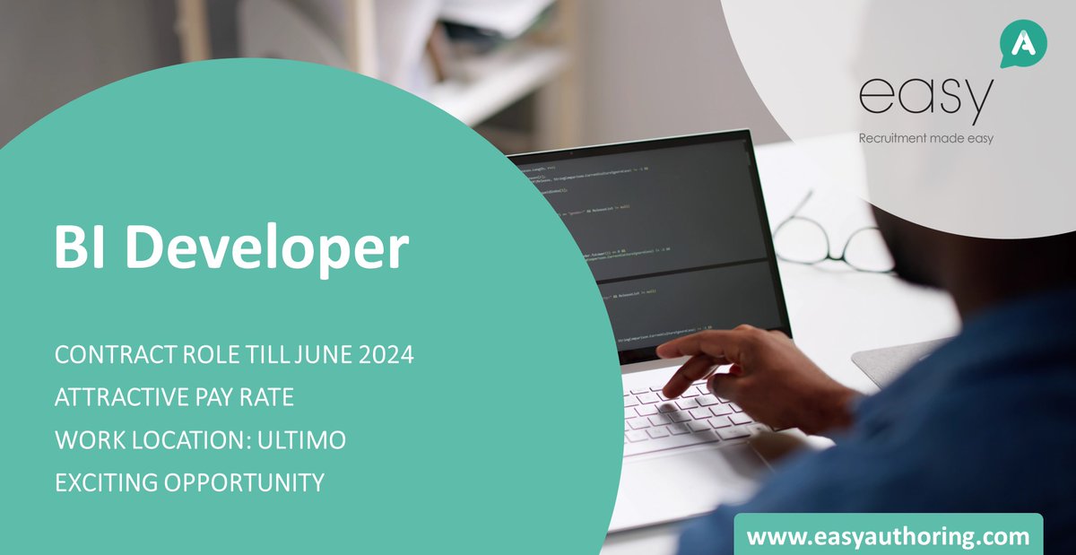Easy Authoring is seeking an experienced BI Developer for an exciting project with a well-known institution.

Please click bit.ly/3SO5wY3 to know more and apply now!

 #EasyAuthoring #easyA #ContractWork #ContractJobs #Recruitment #ContingentStaffing #PowerBI #Developer