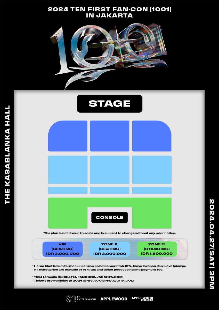 applewood_kr's tweet photo. Sampai angka sempurna 10 menjadi 01, Mari datang bertemu dengan artist TEN yang bersinar  💜 🐱

2024 TEN FIRST FAN-CON [1001] IN JAKARTA
📅 27 APR 2024 (SAB), 3PM (WIB)
📍 The Kasablanka Hall

⬇ Detail Informasi Tiket
🎫 𝗪𝗮𝘆𝗭𝗲𝗻𝗡𝗶 𝗠𝗲𝗺𝗯𝗲𝗿𝘀𝗵𝗶𝗽 (𝗚𝗟) 𝗣𝗿𝗲-𝗦𝗮𝗹𝗲 (𝗪𝗲𝘃𝗲𝗿𝘀𝗲): 24 FEB 2024 (SAB), 12PM~09:59PM (WIB)
🎫 Penjualan Tiket General: 25 FEB 2024 (MIN), 10AM (WIB) dan seterusnya
🔗 Ticketing Site: https://t.co/vGd5AT2K7q

-------------------------

Until the Perfect number 10 becomes 01, come to meet the shining Artist TEN. 💜 🐱

2024 TEN FIRST FAN-CON [1001] IN JAKARTA
📅 27 APR 2024 (SAT), 3PM (WIB)
📍 The Kasablanka Hall

⬇ Detailed ticket information:
🎫 𝗪𝗮𝘆𝗭𝗲𝗻𝗡𝗶 𝗠𝗲𝗺𝗯𝗲𝗿𝘀𝗵𝗶𝗽 (𝗚𝗟) 𝗣𝗿𝗲-𝗦𝗮𝗹𝗲 (𝗪𝗲𝘃𝗲𝗿𝘀𝗲): 24 FEB 2024 (SAT), 12PM~09:59PM (WIB)
🎫 General On Sale: 25 FEB 2024 (SUN), 10AM (WIB) onwards
🔗 Ticketing Site: https://t.co/vGd5AT2K7q

#TEN #李永钦 #텐 #Nightwalker
#NCT #WayV #威神V
#TEN_Nightwalker
#TEN_TEN #NCT_TEN_TEN
#TEN_FIRST_FANCON #1001 #APPLEWOOD #APPLEWOODINDONESIA