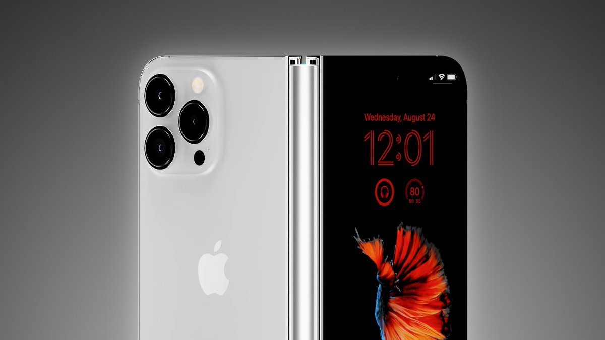 appleinsider's tweet photo. #Apple is reportedly working on two different folding iPhones, but is having difficulties with screen creasing and durability. 
Would you buy a folding #iPhone? 👀 https://t.co/fGbf4TavFU