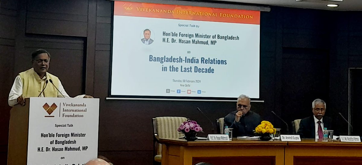 HFM Dr. Hasan Mahmud, MP made key note speech today at prestigious Vivekanda International Foundation on Bangladesh India Relations in the Last Decade. Large number of Academicians, Diplomats, members of Think Tank & Media attended the event.