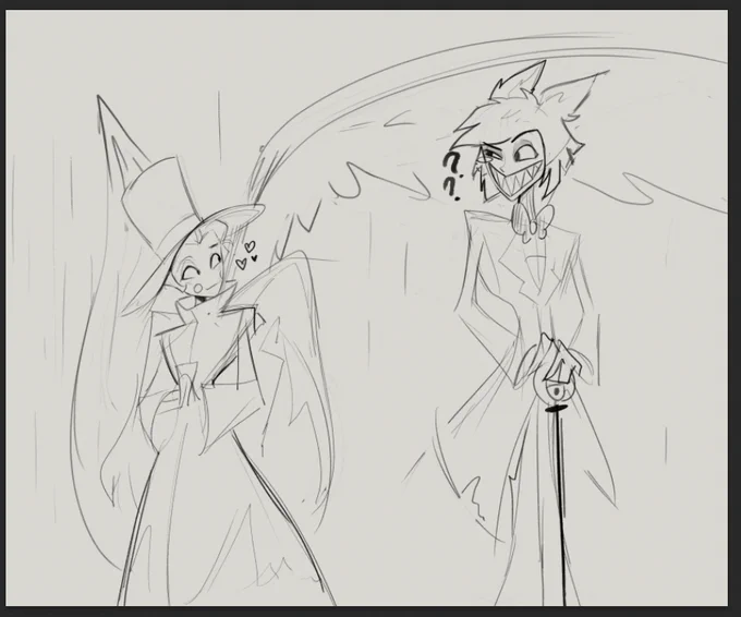 #radioapple WIP! AU where Lucifer turns back into an angel forgetting everything and starting to have a crush on Alastor cause he a bad boy &gt;:3 #HazbinHotel 