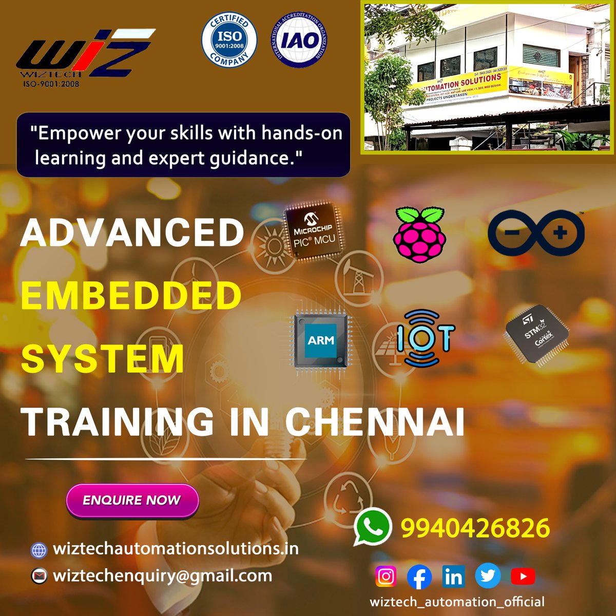 EMBEDDED_WIZ's tweet image. CHENNAI&apos;S BEST ADVANCED EMBEDDED SYSTEM TRAINING INSTITUTE - Wiztech Automation Solutions

Eligibility : Engineering Students | Industrial Professionals

#pythontraining #ctraining #pictraining #arduinotraining #avrtraining #armtraining #raspberrypitraining #stmtraining