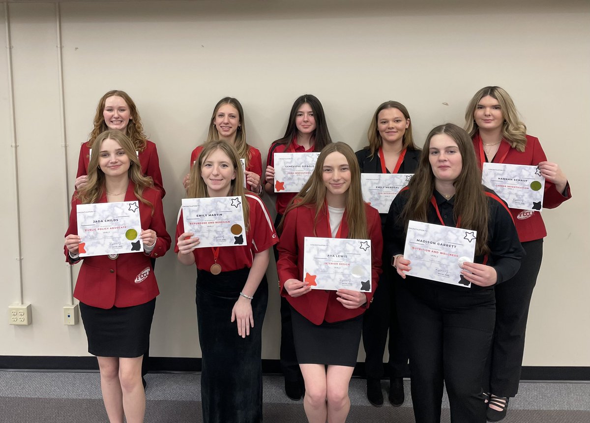 MrsWeberFCS's tweet photo. @ClearwaterCHS FCCLA District STAR Event results: ALL State Qualifiers! 
🏅Ella &amp; Jada Public Policy Advocate
🏅Emily Job Interview
🥉Emily Repurpose &amp; Redesign
🥈Ava Interior Design
🏅Hannah Career Investigation
🥈 Genevieve &amp; Payton Food Innovations
🥈Madi Nutrition &amp; Wellness https://t.co/oaXKKtU1Qr