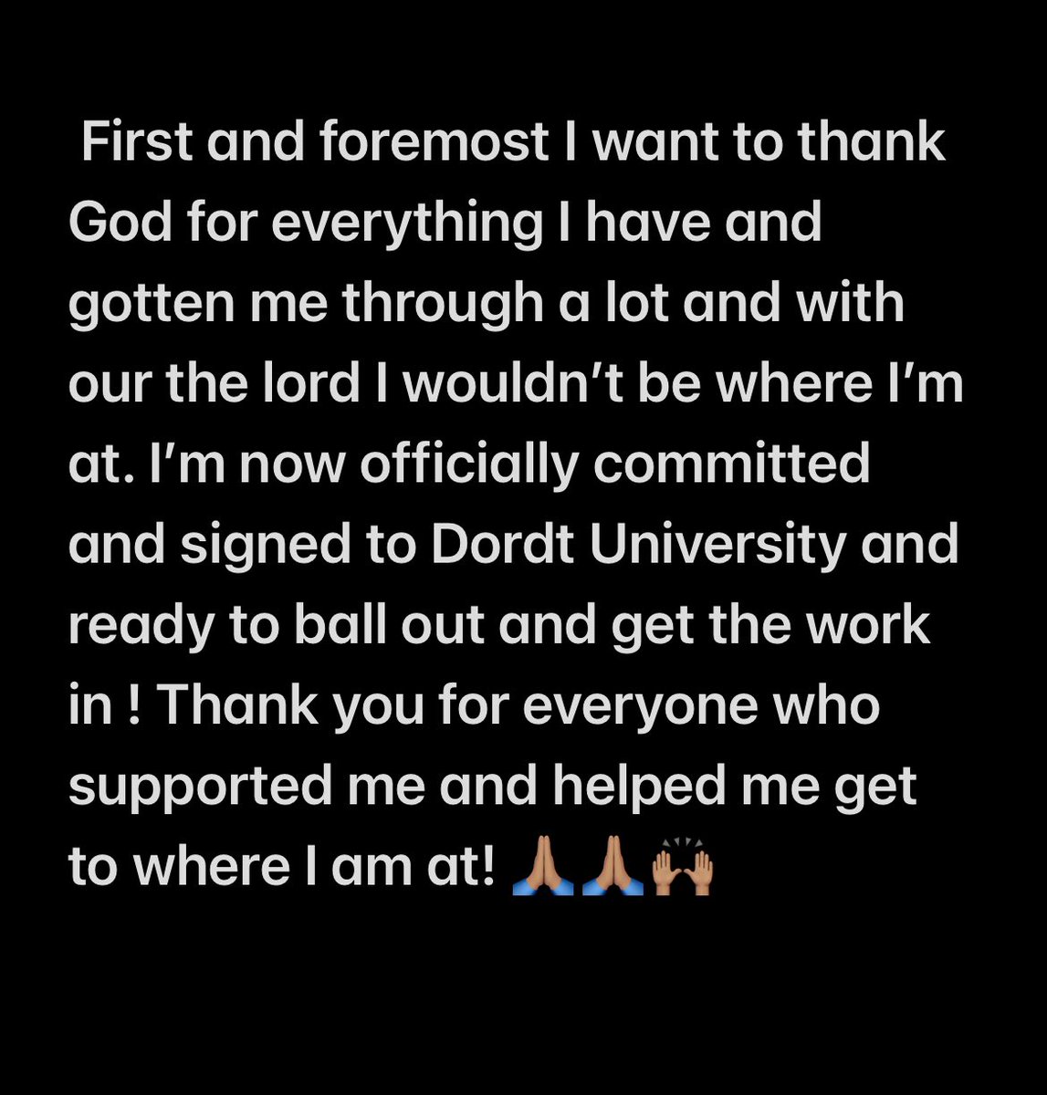 Ethan_H5's tweet photo. #AGTG Very happy to announce I’m committed to Dordt University 🙏🏽🔒@DHSTBFB @CoachCutts @BMcCormick08 @DordtFB https://t.co/SS5Zy3Z2kl