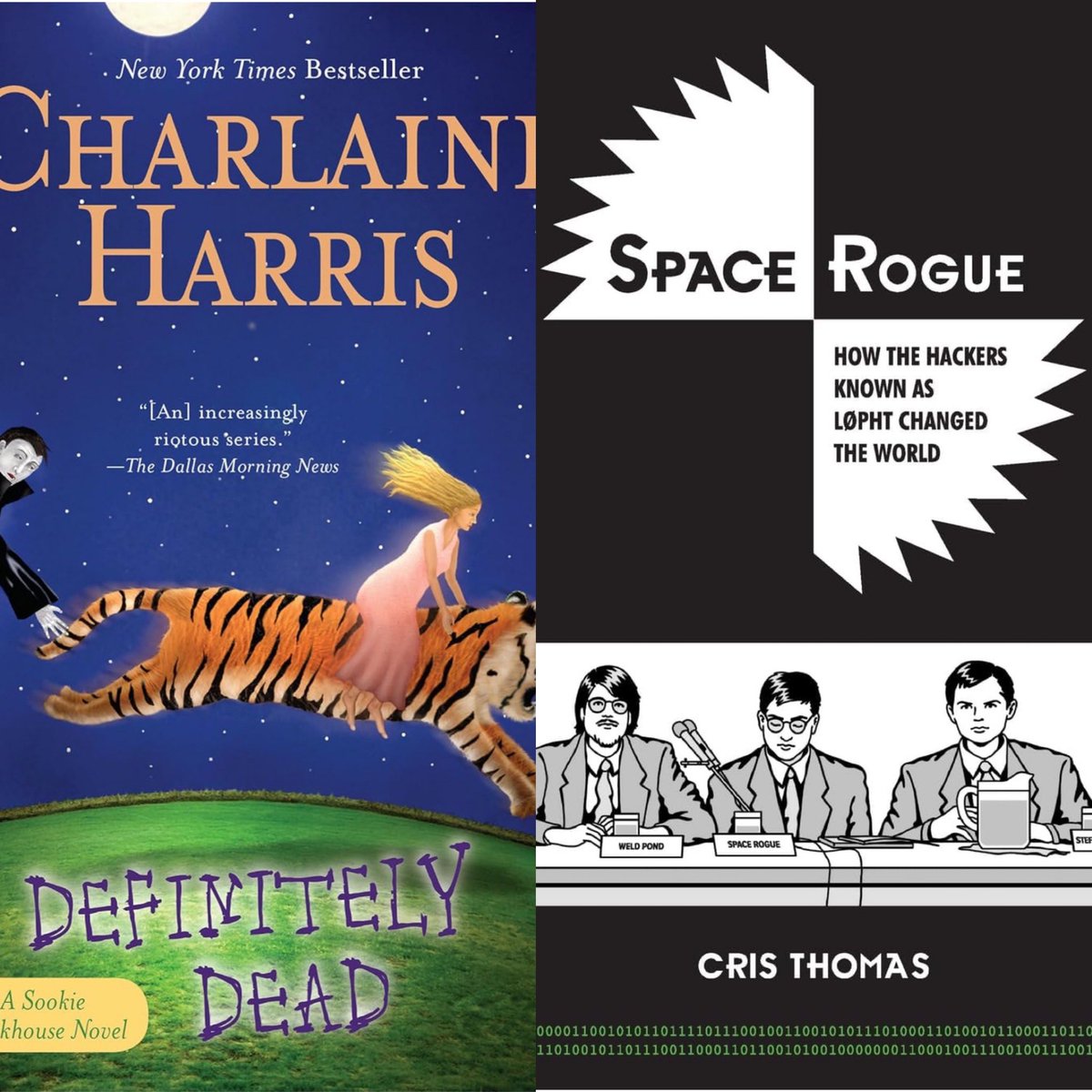 @BentleyAudrey Reading two books. Definitely Dead by Charlaine Harris and Space Rogue by @spacerog