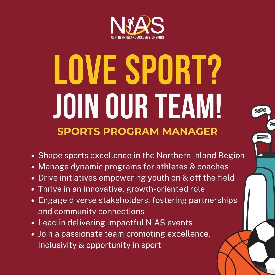 🏃🏌🏽 Passionate about SPORTS? 🏀🏑 SHARE with your networks 🙋🏽‍♀️
 
Join NIAS and help shape excellence in the Northern Inland Region! 🏆 

For more information contact admin@nias.org.au