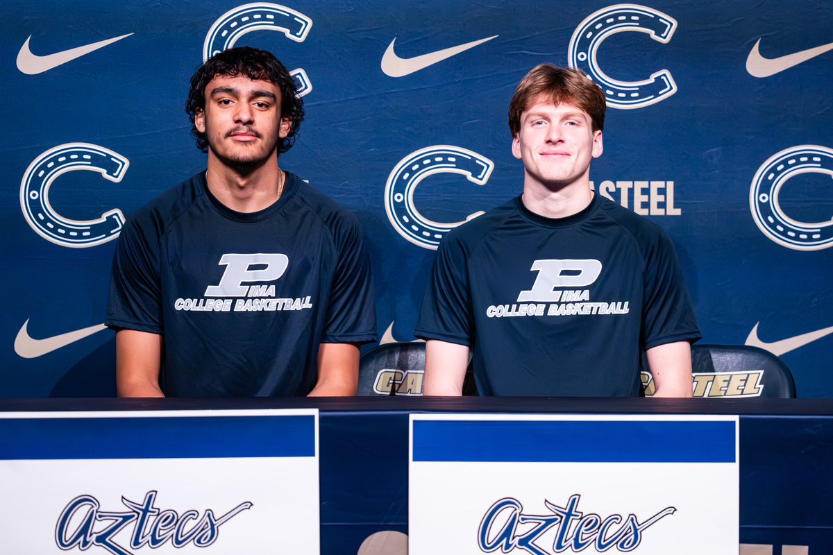 Colt_Basketball's tweet photo. Congratulations to our seniors @AidanSchmidtt and @Kaelum_Brown and their families as they both signed their commitment to @PimaMens_bball. The whole program is proud of you gentlemen. @AaronWindler @CoachKing33 @CasteelAthletic #ColtsOnTheRise https://t.co/Jxv5y4ikRV