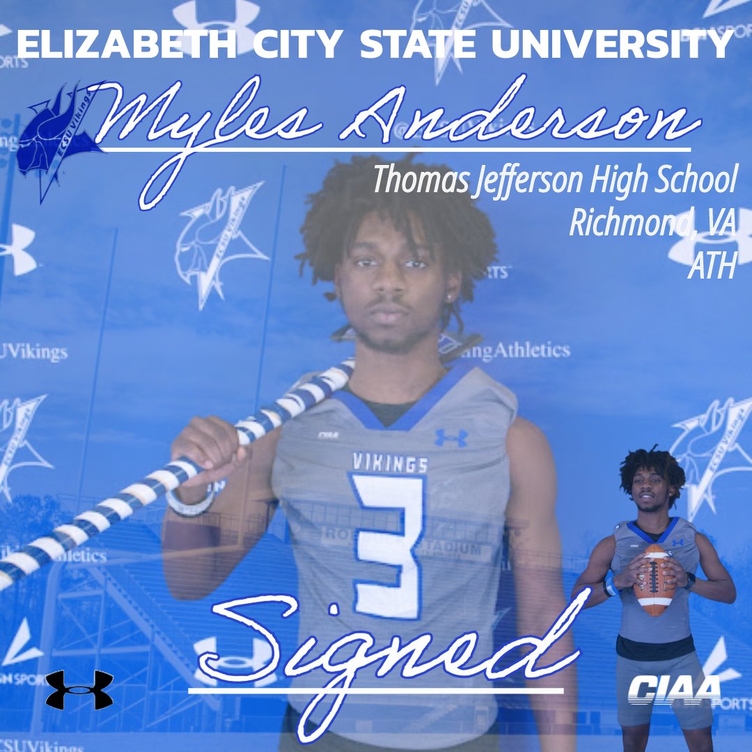 Speed kills!! 

Viking Family we welcome...

Myles Anderson
<a href="/myles3anderson/">Myles “mighty” Anderson</a> 
Thomas Jefferson HS
Richmond, VA
ATH

#NSD24 #OnTheRise #VikingPride3x <a href="/ECSUVikings/">ECSU Athletics</a> <a href="/Coach_MHilliard/">Marcus A. Hilliard</a>