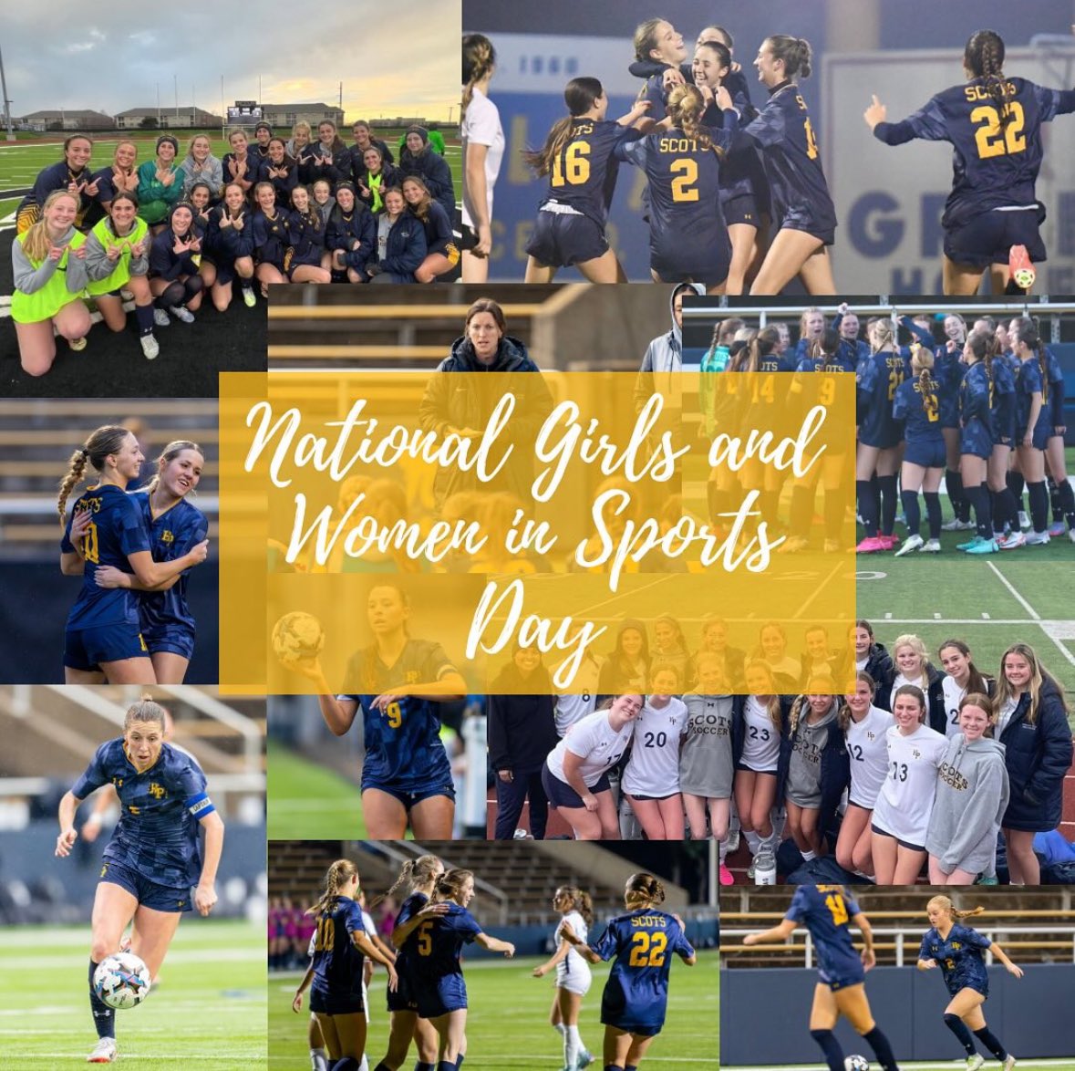 HPGirlsSoccer's tweet photo. Today we celebrate the past, present, and future of Women’s athletics on National Girls and Women in sports day 😁😁 #KickitUpaNotch https://t.co/UmZTHB9s3x