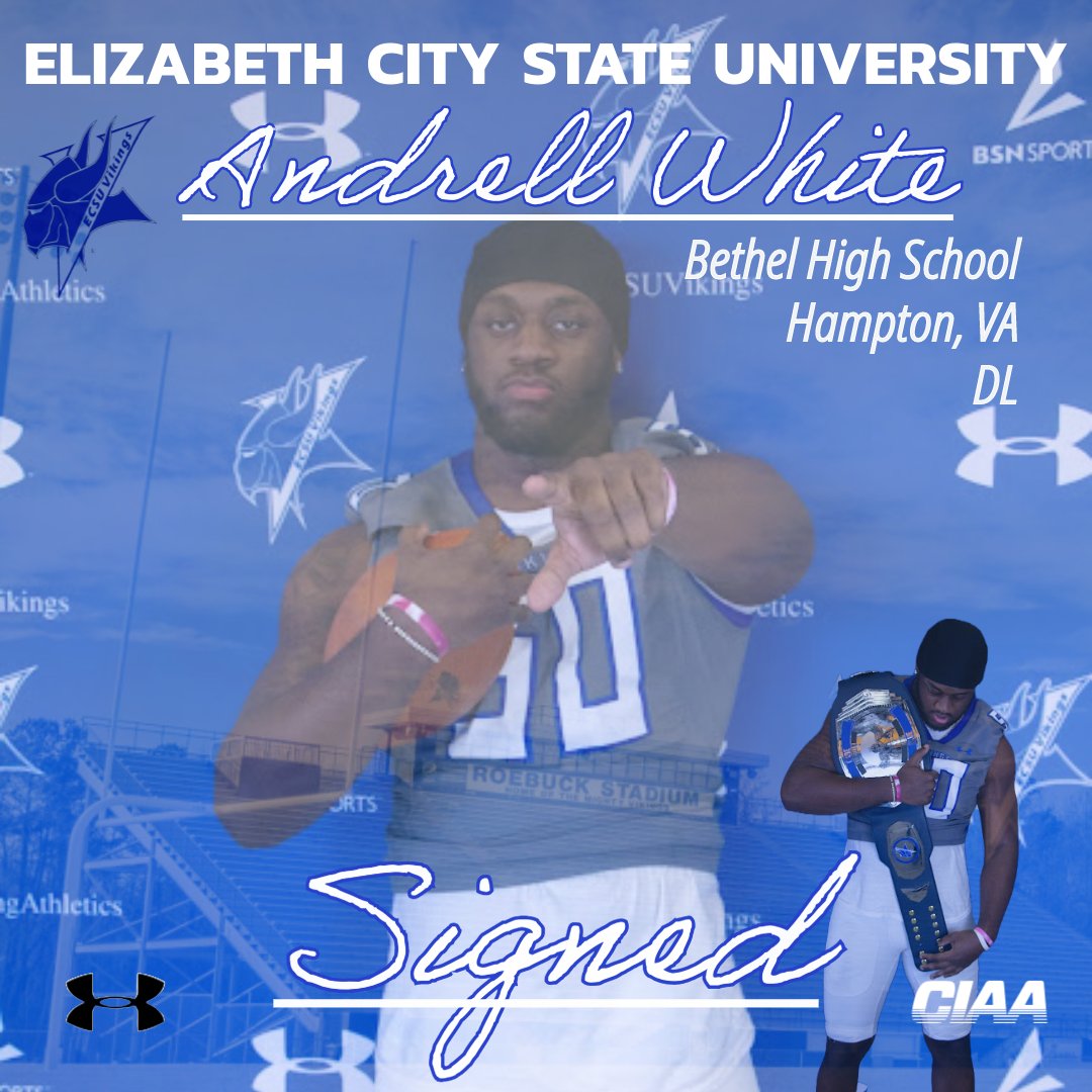 ECSUVikingFBall's tweet photo. VA we on a roll out there! 

Viking Family we welcome...

Andrell White
@AndrellWhite_ 
Bethel HS
Hampton, VA
Defensive Line

#NSD24 #OnTheRise #VikingPride3x #CodeBlue @ECSUVikings @Coach_MHilliard https://t.co/xj1x2fCYsa