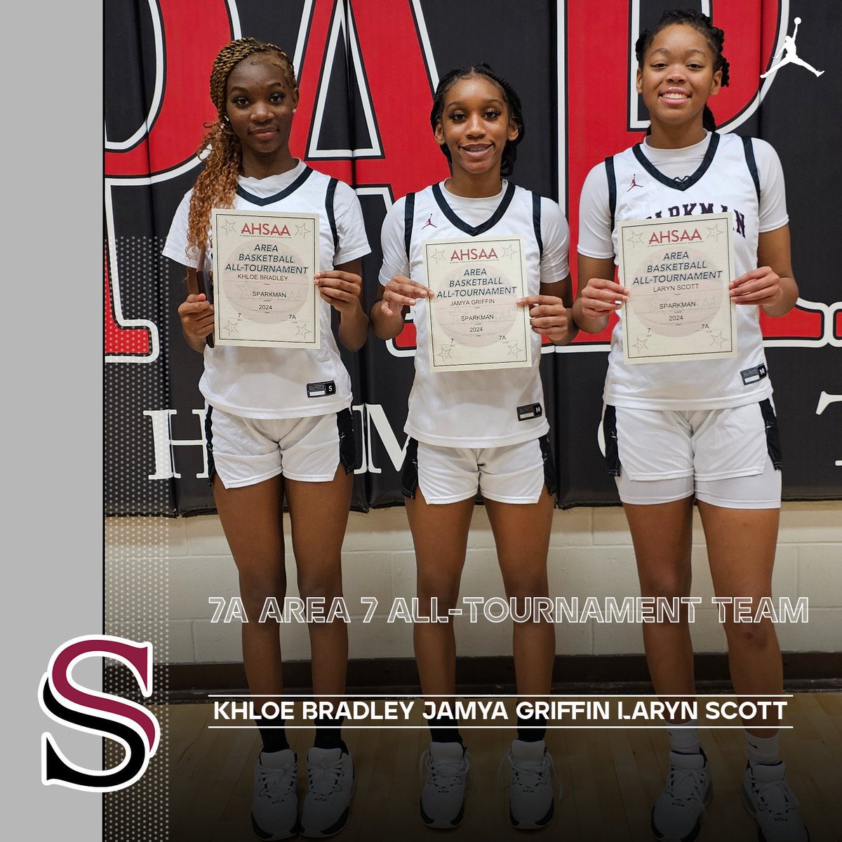 SparkmanGirlsBB's tweet photo. Congratulations to Khloe Bradley, Jamya Griffin, &amp; Laryn Scott on being named to the All-Tournament team &amp; Khloe Bradley being named All-Tournament MVP‼️
#WeAreSparkman https://t.co/mc8ADfc4Ek