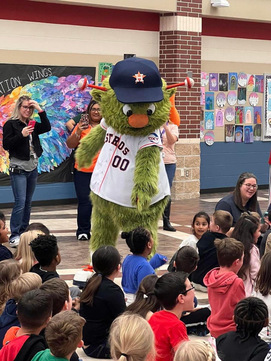 To say our Snyder Stallions were excited would be an understatement!  Thank to our amazing PTO for making it possible for students to participate in The Strikeout Bulling Program with Orbit and the Houston Astros! <a href="/astros/">Houston Astros</a> <a href="/ConroeISD/">Conroe ISD</a> <a href="/CISDCounselors/">CISD Guidance & Counseling</a>