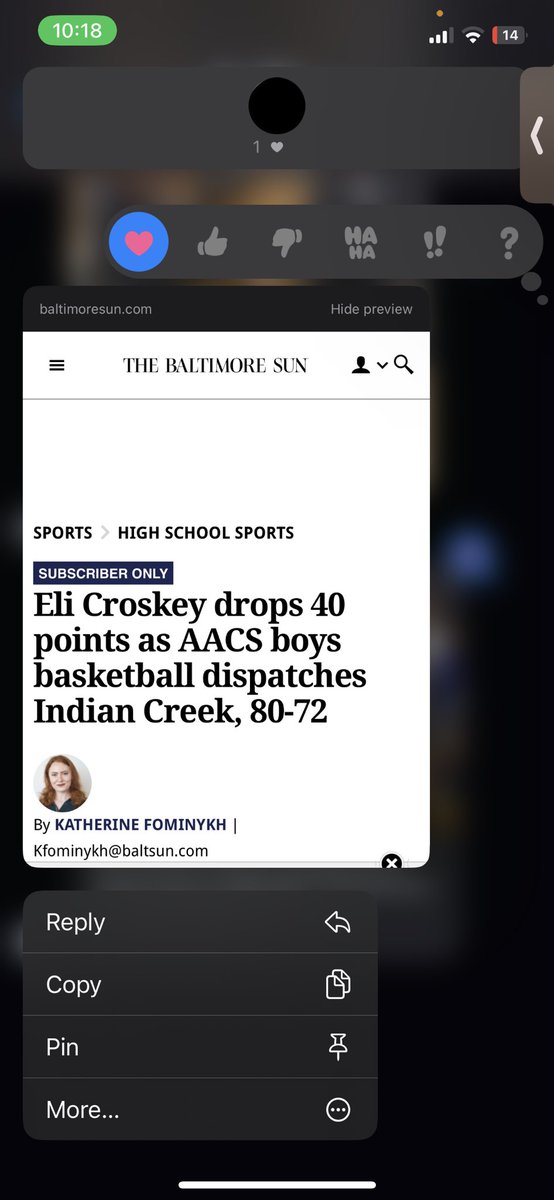 Elicroskey_'s tweet photo. After having a Break Out game with 40 points and 11 rebounds I was featured in the baltimore sun. #agtg https://t.co/x21r3fxE8Y
