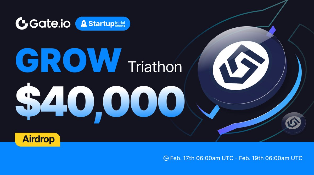 Gate_Launch's tweet image. Gate.io #Startup Initial Free Offering: $GROW @TriathonLab

🗓 Subscription: 06:00 AM, Feb 17 - Feb 19, 2024 (UTC) 
💰 Airdrop Value: $40,000

Claim NOW: gate.io/startup/1186
More: gate.io/article/34495

#GateioStartup #Gateio #Airdrop #Launchpad