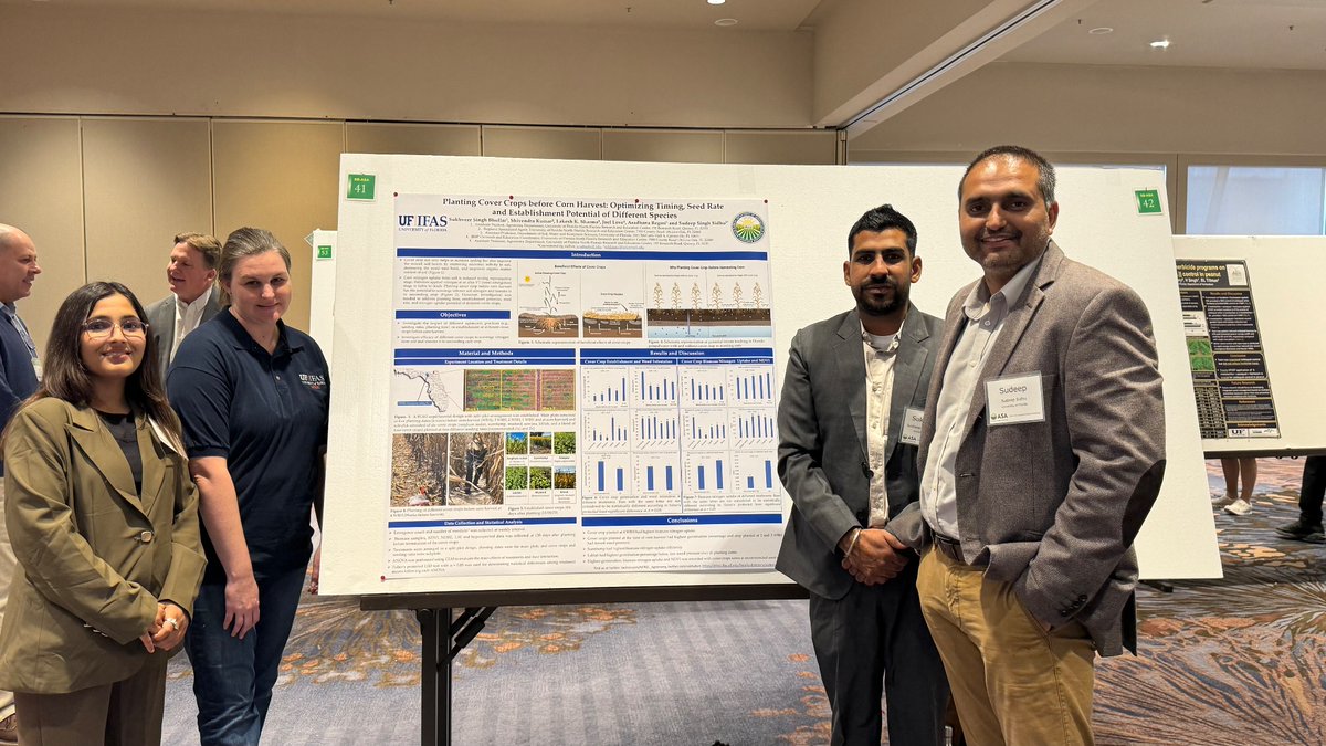 NFREC_Agronomy's tweet photo. It was a busy and rewarding weekend for our lab, totaled 6! (5 professional research &amp; extension and 1 student oral talk) as presenters plus one poster at the Annual Meeting of ASA-Southern Region took place in Atlanta @Sidhu_Agronomy @kumar_rowcrops @ufifasnfrec @UFIFASAgronomy https://t.co/bdR7jgvUf9