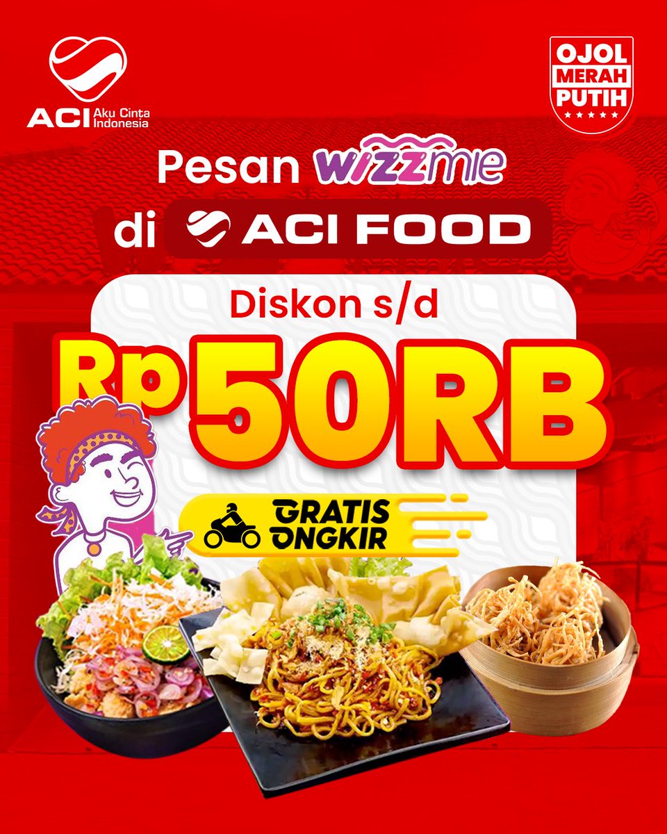 ACI_Indonesia's tweet photo. PROMOO WIZZMIE!!! 🤩
Sambil santai enaknya makan wizzmie gak se..
Gass kan semua menu bisa kamu pilih! 😍

#AkuCintaIndonesia #ACIFood #Wizzmie #GratisOngkir #promoWizzmie https://t.co/rnmL4ly83r