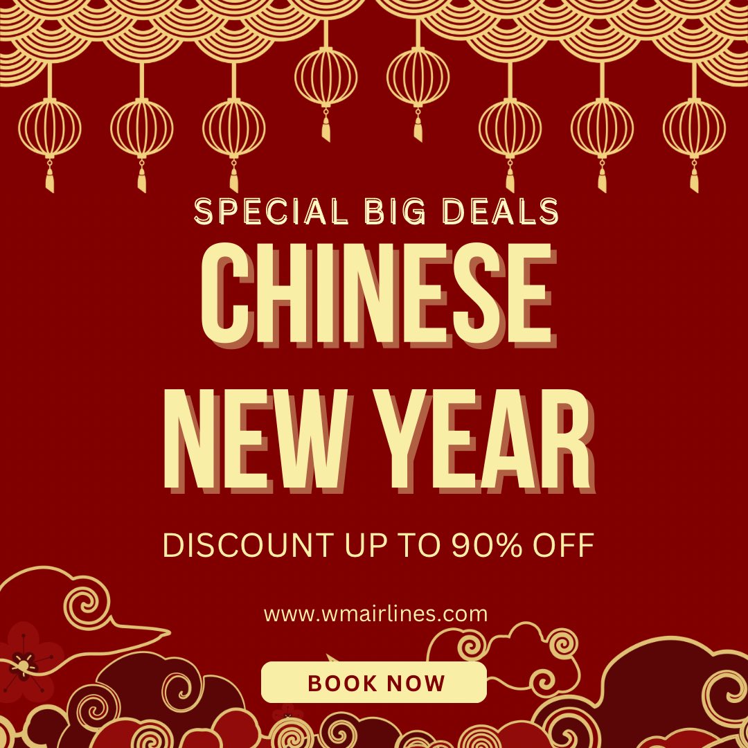 🎉🧧 Celebrate Chinese New Year with WM Airlines! 🧧🎉

🎊 恭喜發財 - Gong Xi Fa Cai! 🎊

✈️ Book a flight now for a chance to win a voucher offering up to 90% off at any Horisontal Hotel branch.

🎟️ Don't miss out on this incredible opportunity!

*for role play only*