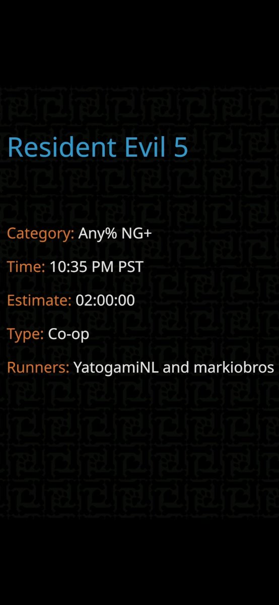 MarkioBros's tweet image. Looking forward to showcasing a  #ResidentEvil5 co-op speedrun with @YatoHero 💎 at @multithon 🔥🔥