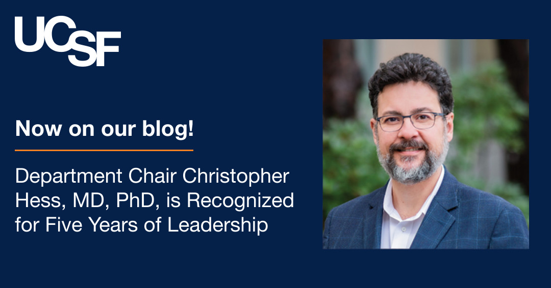 Congratulations to Dr. Christopher Hess (@NeuroDx) for 5 years of outstanding leadership as Chair of the Department of Radiology & Biomedical Imaging at @UCSF! 👏 radiology.ucsf.edu/blog/departmen…