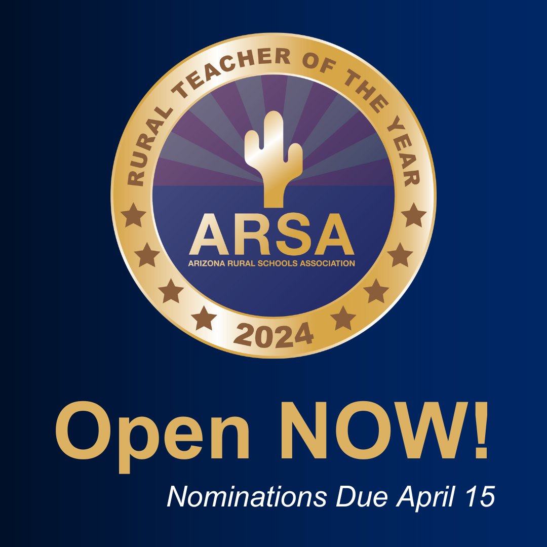 Have you heard? Nominations are open NOW for the Arizona Rural Teacher of the Year! Learn more and submit before April 15: forms.gle/eew3WHvWxmEN7w…