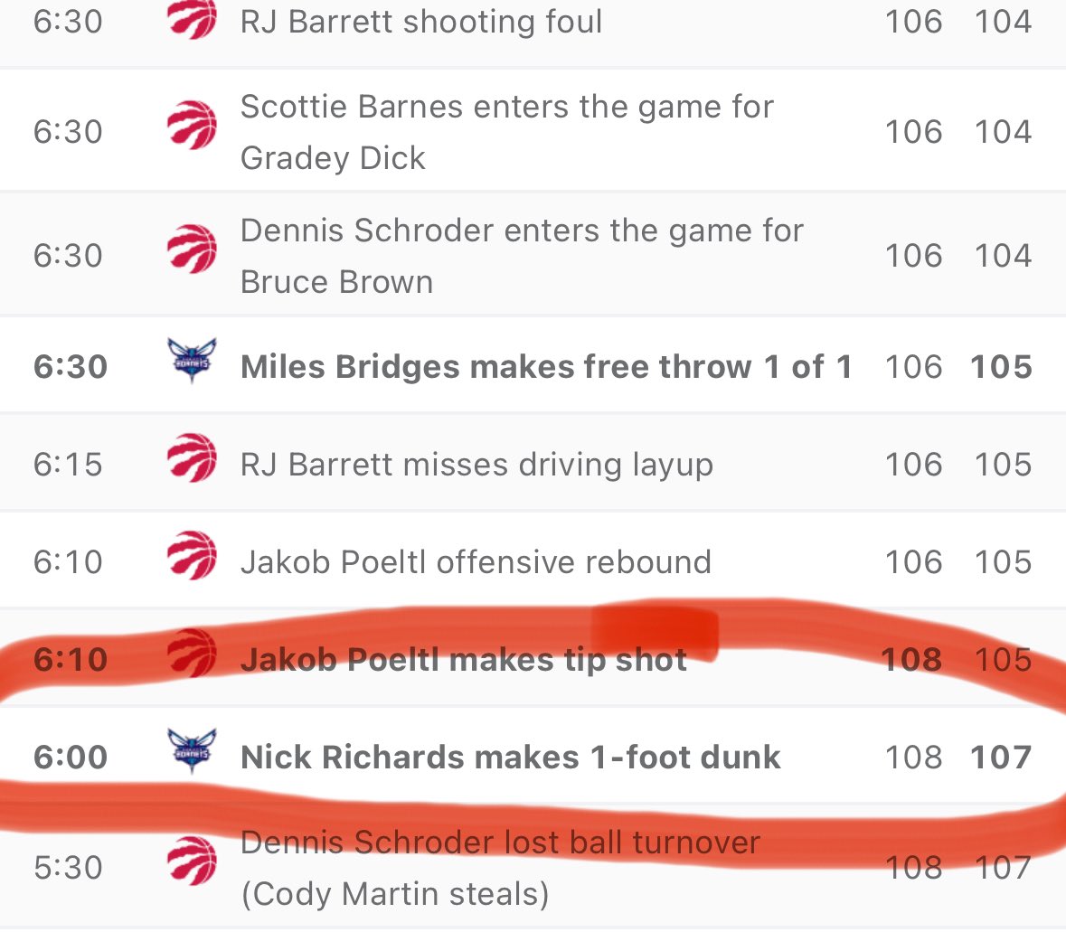 cameronbedell's tweet photo. Hey @nbastats we need a fix on Brandon Miller assists!!  He had one at 4:22 in the 1st quarter.  He had his second at 6:05 in the 4th quarter.  See pictures and video attached! https://t.co/sFCEOPI8Sl