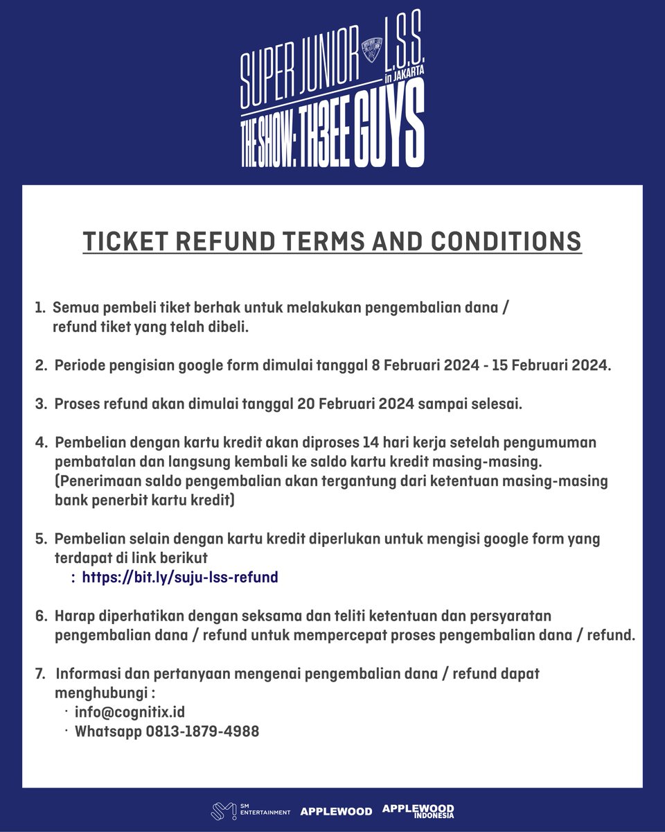 applewood_kr's tweet photo. SUPER JUNIOR-L.S.S. THE SHOW : Th3ee Guys in JAKARTA
[CANCELLATION ANNOUNCEMENT]

#슈퍼주니어 #SUPERJUNIOR #이특 #LEETEUK #신동 #SHINDONG #시원 #SIWON #TheShow_Th3eeGuys #APPLEWOOD #APPLEWOODINDONESIA https://t.co/5UZ6rcngba