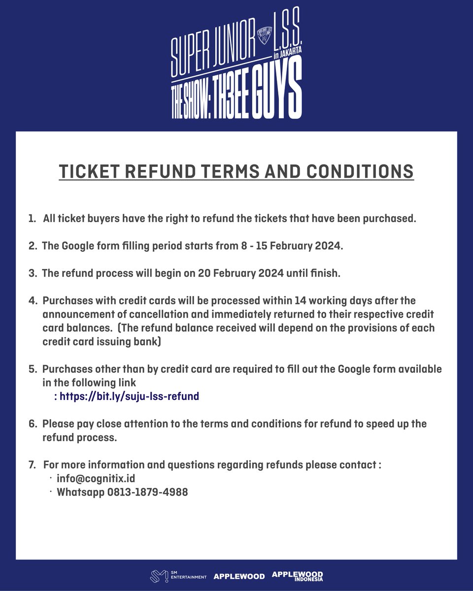 applewood_kr's tweet photo. SUPER JUNIOR-L.S.S. THE SHOW : Th3ee Guys in JAKARTA
[CANCELLATION ANNOUNCEMENT]

#슈퍼주니어 #SUPERJUNIOR #이특 #LEETEUK #신동 #SHINDONG #시원 #SIWON #TheShow_Th3eeGuys #APPLEWOOD #APPLEWOODINDONESIA https://t.co/5UZ6rcngba