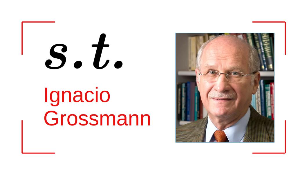 Subject to: Ignacio Grossmann (Carnegie Mellon University), youtu.be/jNjqnsnUzhE, #orms #optimization #chemicalengineering #Analytics @CarnegieMellon @ChEnected