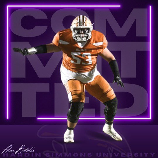 blessed to announce im officially committed to <a href="/HSUCowboys/">Hardin-Simmons Cowboy Football</a>  to play football and further my academic education hooyahhhhh!!! <a href="/joe_richard10/">Coach Castellano</a> <a href="/AliceAthletics1/">@AliceAthletics</a> <a href="/BurlesonHSU/">Burleson</a>