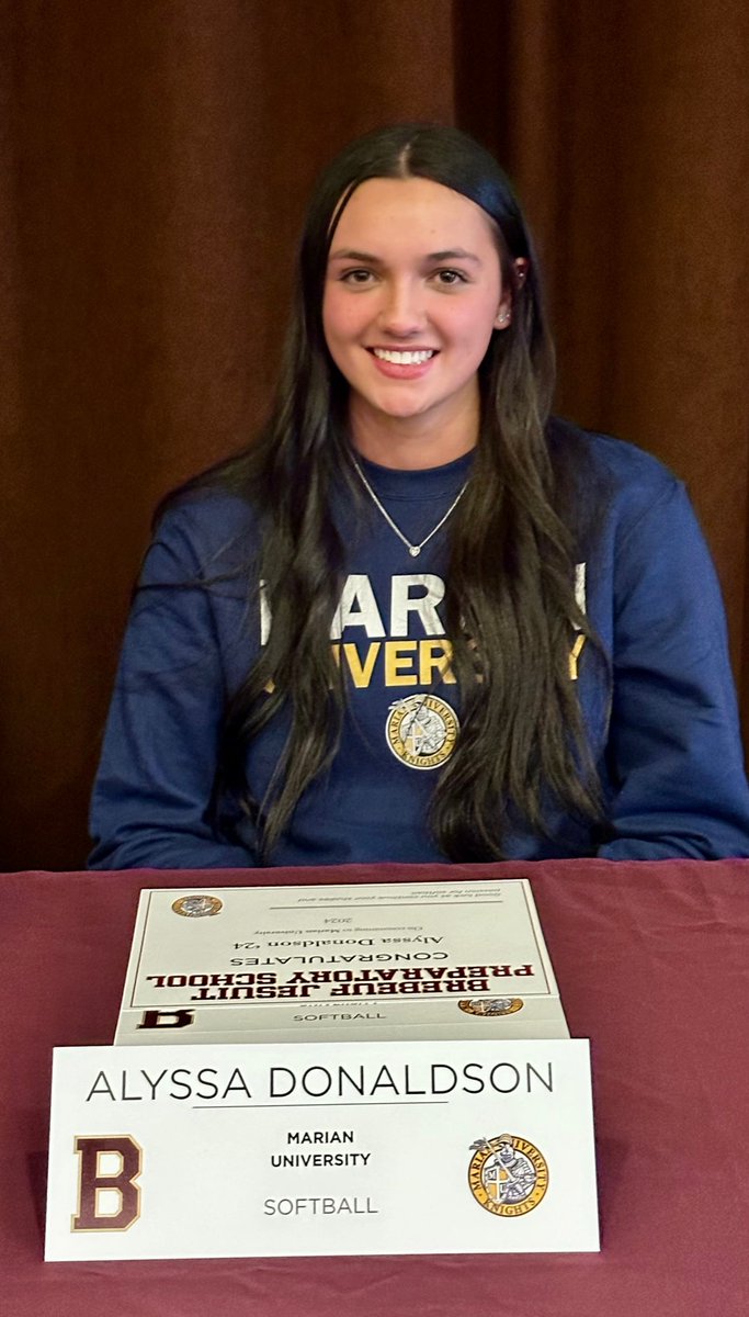 Congratulations goes out to Alyssa Donaldson! Alyssa and I started working together about year and half ago. The joy, work ethic, competitiveness, and determination she brings each week is impressive. 
Coach Fleming is getting a special person and talent.
<a href="/MarianKnightsSB/">Marian Softball</a>