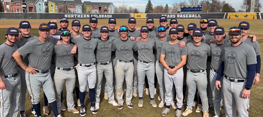 UNC_BearsCoach's tweet photo. BROTHERHOOD!!!

Thank You, MI SPORTS in Loveland,  for our UNC Brotherhood T’s.  Craig Troxell, ALUM, and past SS, donated shirts for our boys.  

UNCommon challenges for UNC Baseball creates strong bonds and a Colorado toughness.  Appreciate the support from all past players https://t.co/v5o28tjYf0