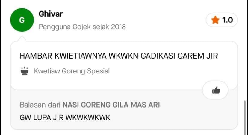 Rienir321's tweet image. Kumpulan chat lucu di aplikasi gojek🤣✨

A thread