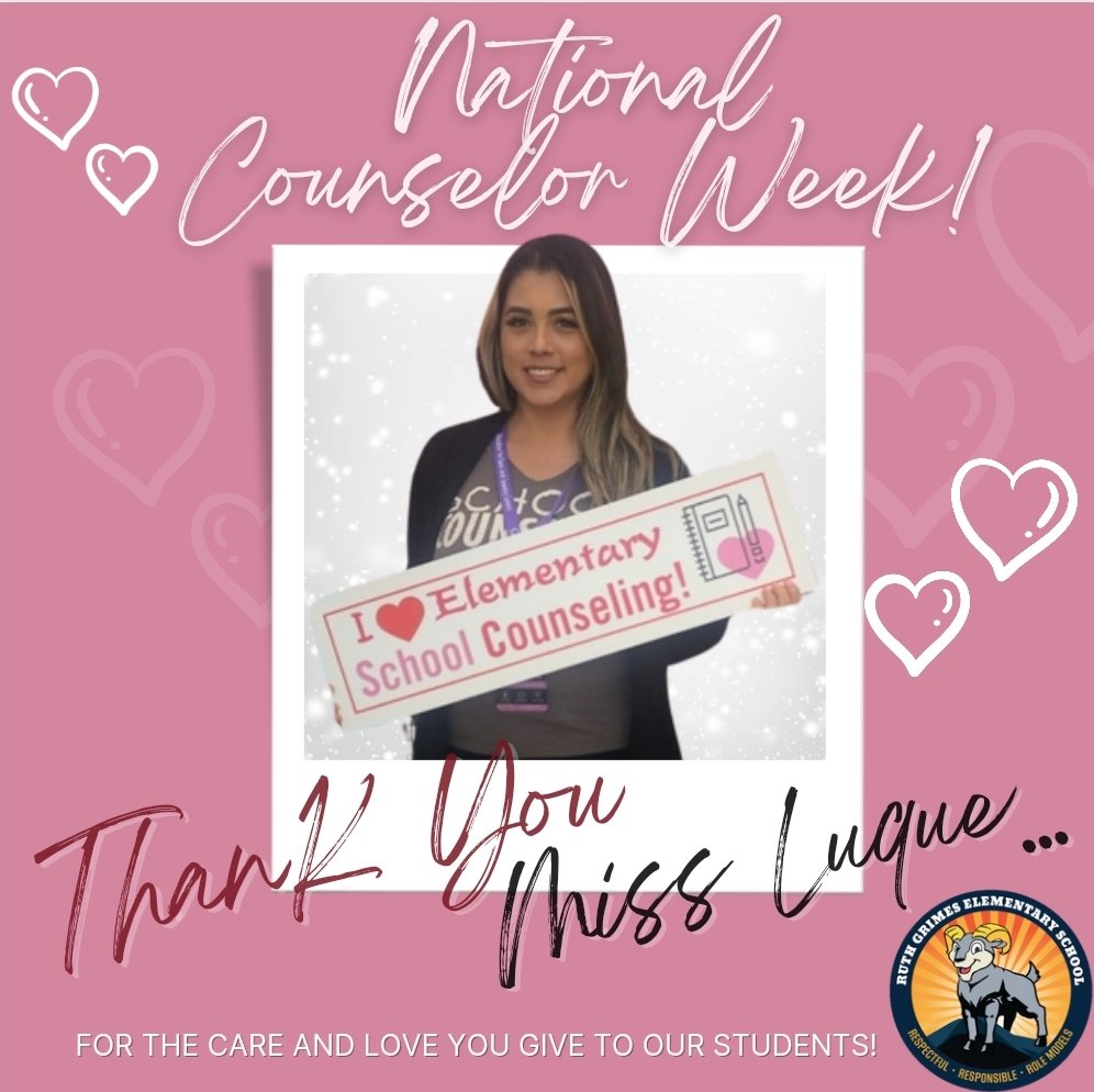 This week is National School Counselor Week and we want to take a moment to appreciate our incredible school counselor, Miss Luque. Miss Luque is always there with an open heart and open door for our students. Thank you for loving our RAMS! #WeAreRAMS #cjusd