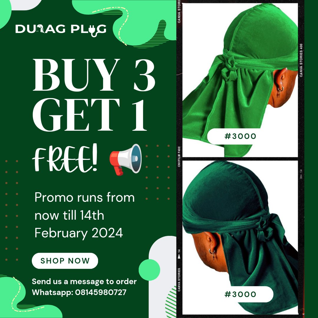 duragplug's tweet photo. Good morning beautiful people 📢

PROMO is still running and we are waiting to take your orders 📢

Rep Naija in style 💯 💦

Place order for your green velvet durags today 📣

Price: #3000
Send a DM to order ✉ 
Message Durag Plug  https://t.co/IsNLOzcdIx https://t.co/PTsxO6Jt4N