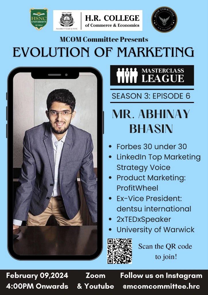 In an everchanging #digitalamarketing landscape, the way brands connect with their #consumers has changed rapidly.

Looking forward to a #masterclass on the Evolution of Marketing  on how the marketing landscape is rapidly transforming in the digital age.

#HRCollege