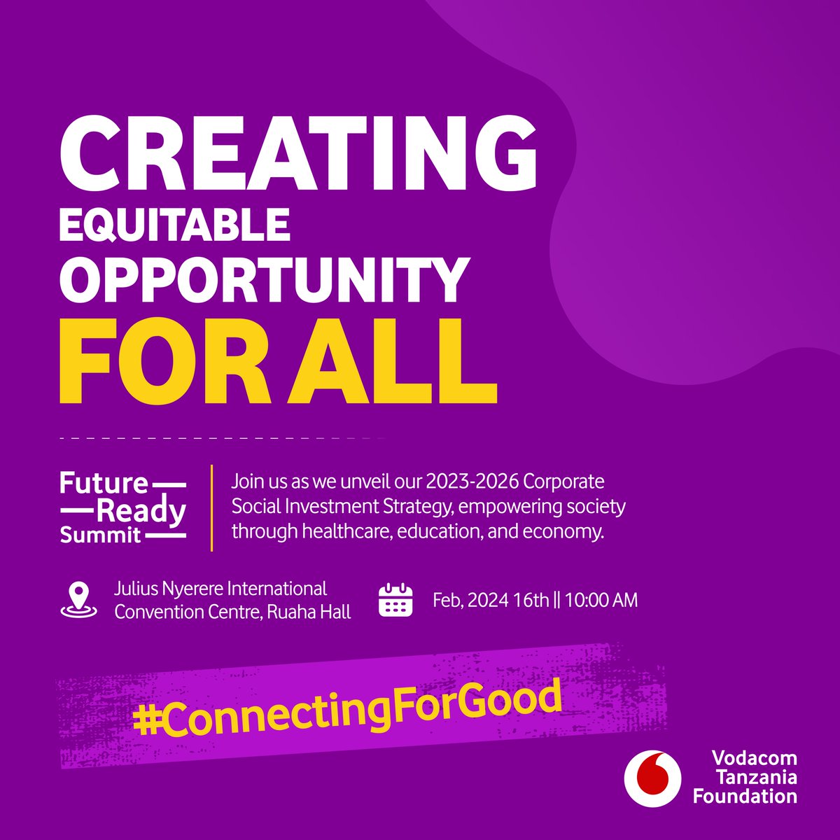 vodacomtzfound's tweet photo. We are excited to be part of the Future Ready Summit this year @_futureready. We look forward to sharing with you our social Impact Report and showcasing the Foundation's 3-Year Strategy, charting the course for the years 2024-2027.

The event will provide an exclusive opportunity to gain insights into the innovative and impactful projects we have planned. Vodacom remains committed to creating equitable opportunities for all.

Join us in celebrating this exciting milestone and explore how, together, we can continue to make an impact in the communities we serve.

See you there on the 16th of February 2024 at 10am. Register today: https://t.co/Q9sxc6Qceg
