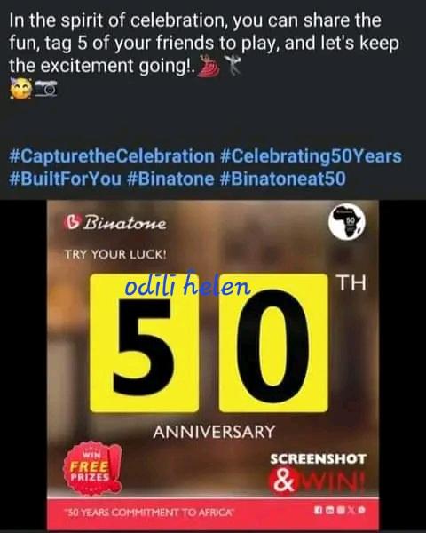 @Binatone_Africa 
Got it✅

Happy 50 Years Anniversary Binatone Africa 
@AdebogunTobi
@Adyokezie
@AdeTemitope10
@IdafumPaul
@omaonyenak
#CaptureTheCelebration
#Celebrating50Years
#BuiltForYou
#Binatone 
#Binatoneat50
