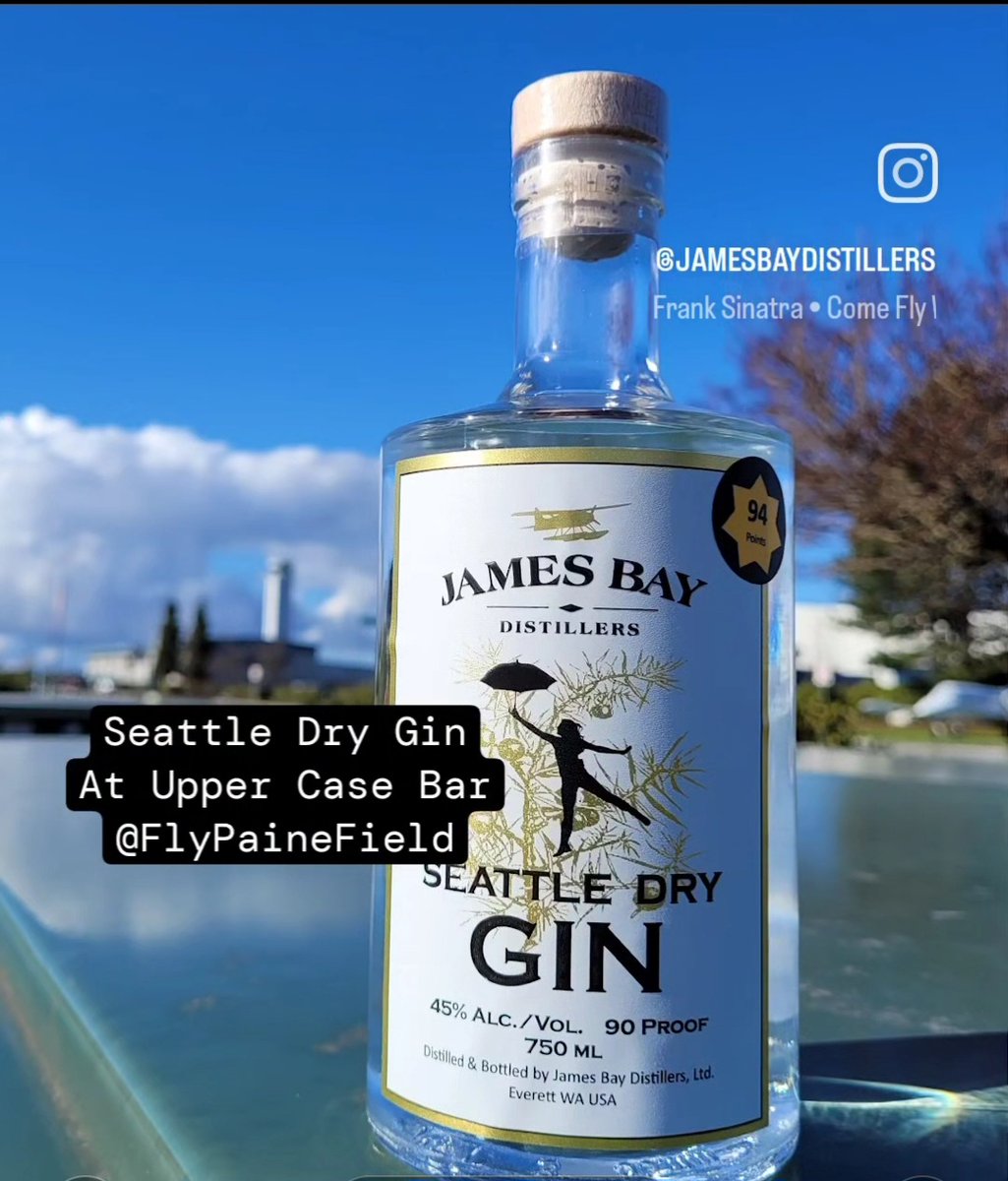 Our 94-point #doublegoldmedal #SeattleDryGin is now at the Upper Case Bar at Paine Field Airport #flypainefield #Mukilteo #everettwa #alaskaairlines #dteverett #snocoliving Remember to show up 1/2 hour early so you can try our gin (or our vodka & whisky, both already there!)