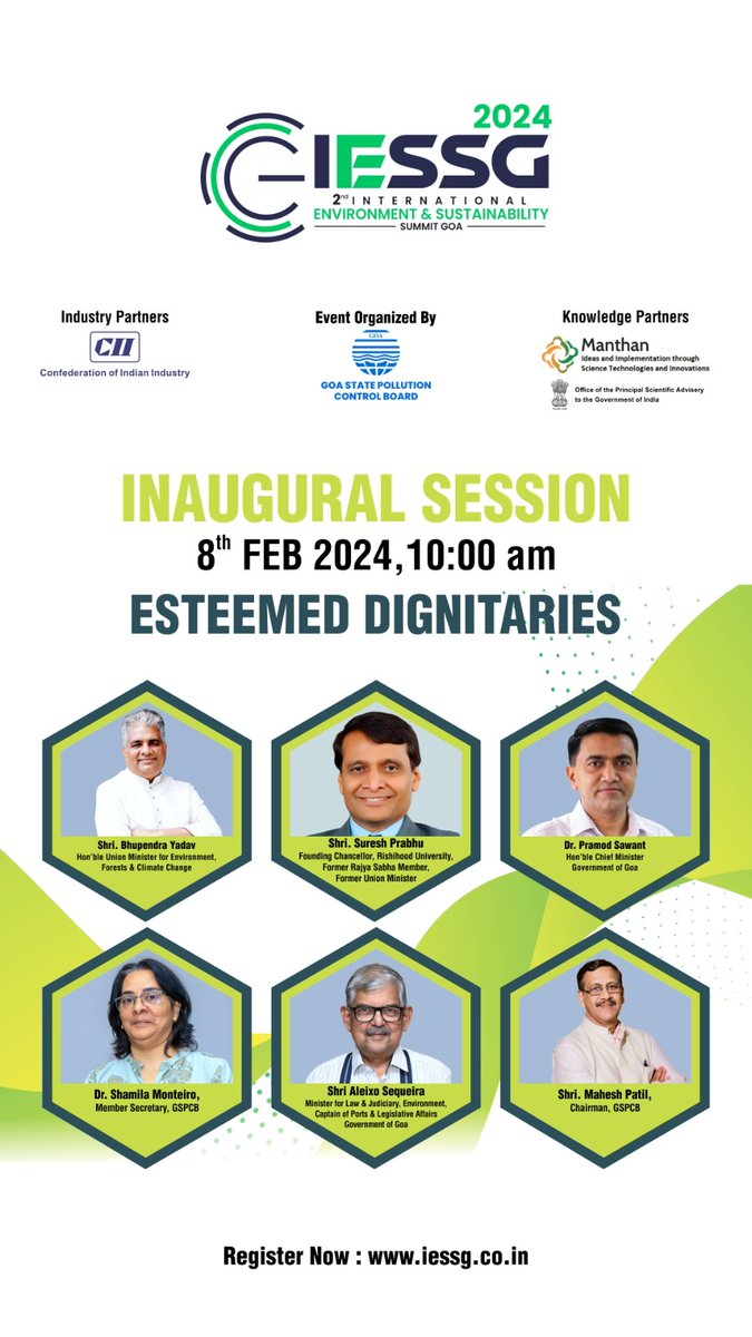 Will address and inaugurate the 2nd International Environment Sustainability Summit in Goa! Together, let's explore innovative solutions and collaborations to tackle the urgent challenges of climate change and environmental degradation. #EnvironmentSummit #GoaSustainability