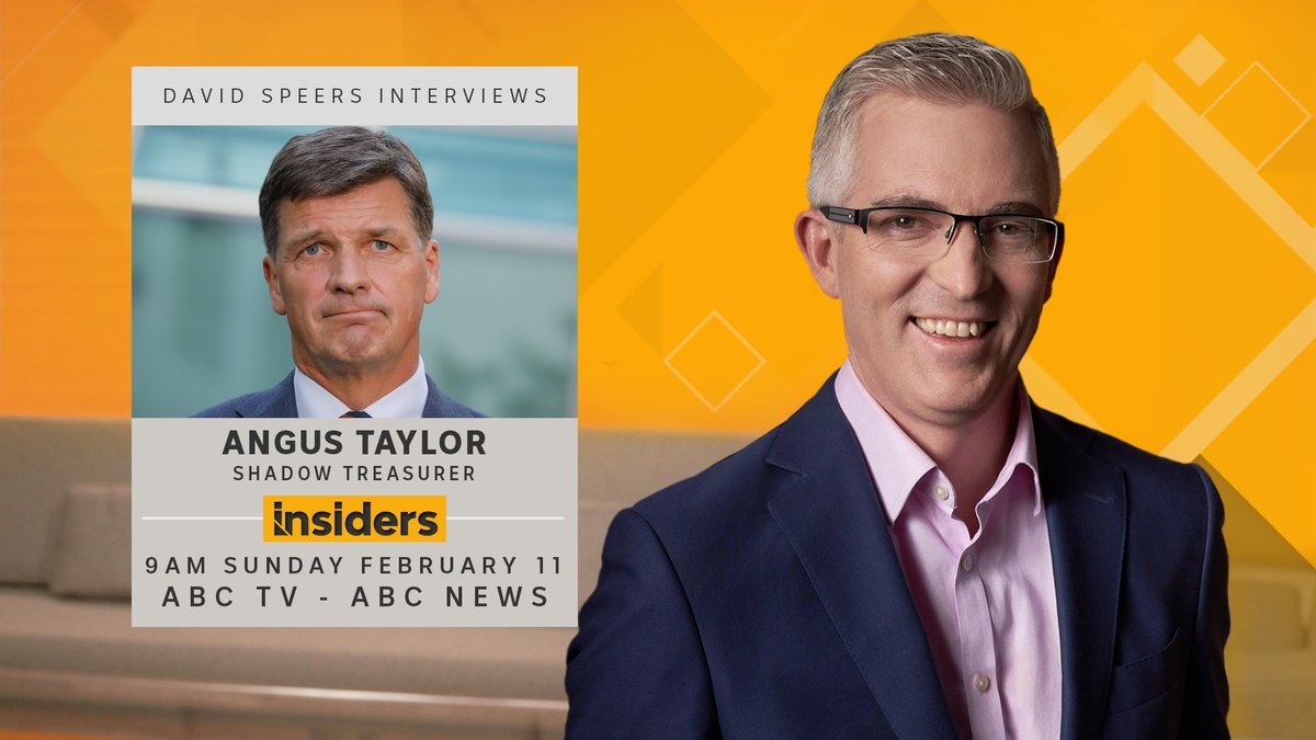abcnews's tweet photo. On #Insiders this Sunday, David Speers will interview Shadow Treasurer Angus Taylor #auspol https://t.co/yJshb709VO