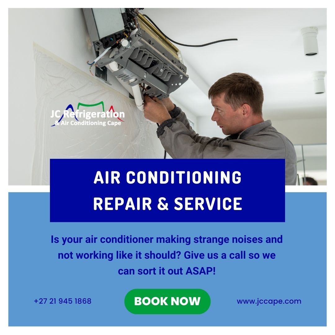 JCRefCape's tweet image. Is your AC making strange noises? It might be time for a check-up. Contact us today!
jccape.com/our-services/

#jcrefrigeration #jccape #acproblem #acservice #airconditioningtips