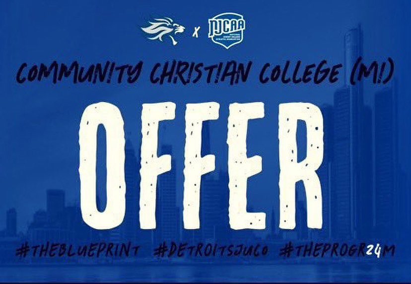 After a great talk with <a href="/CoachJReardon/">Jeff Reardon</a> , I am excited to say I have a received an offer to play for <a href="/CCCLionsFB/">Community Christian College Football</a> !!! 
Go Lions 🙏🏾