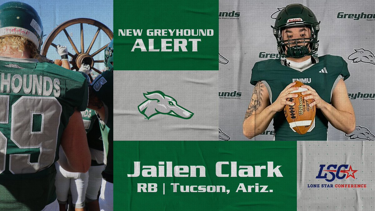 Jailen Clark | RB | Tucson, Ariz. | Sahuaro A highly decorated running back will be with the Greyhounds in 2024! Clark is a first team all-region and all-conference performer. Welcome to ENMU! hudl.com/video/3/162708… #ReignForever #ALLIN #ENMU