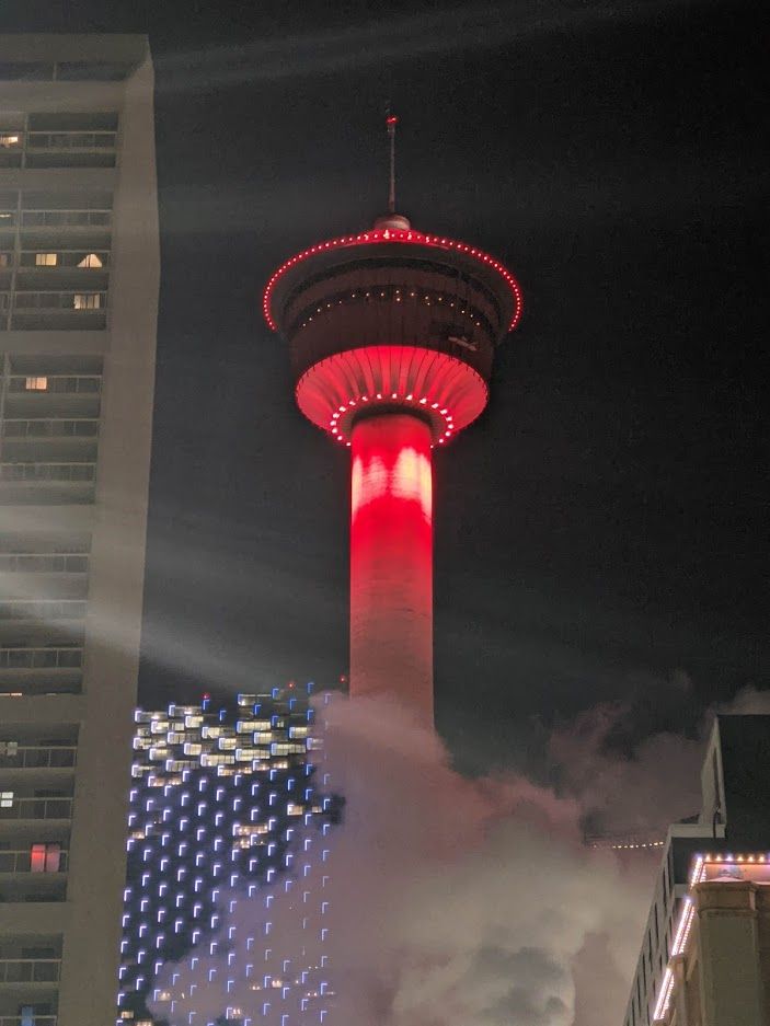 Calgary Tower is glowing red tonight in support of #CHDAwarenessWeek. Thanks for your continued support for our #CanadaLitRedforCHD campaign to raise awareness for the #1in100 born with Congenital Heart Disease  #CHD
#calgarytower #ycc #HeartMonth #CCHAweraiseourhandsforCHD